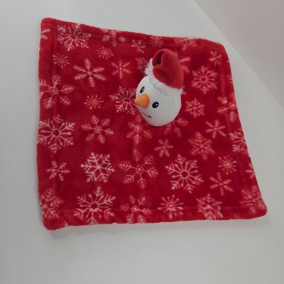 HB Snowman Lovey 13-1/2 Inch Security Blanket Christmas Snowflake Print Fleece - Picture 4 of 13